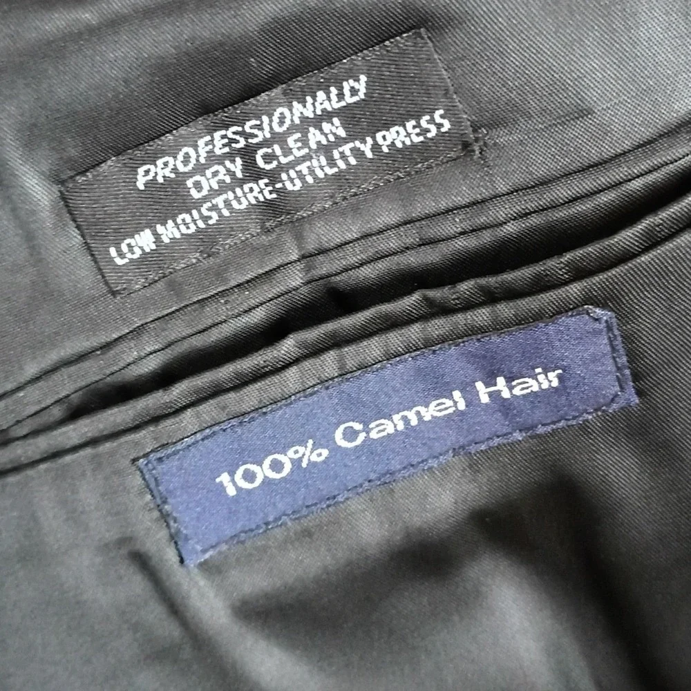 Roundtree & Yorke Camel Hair Vintage Sport Coat Men 46R Dark Charcoal Gray Vent